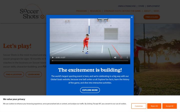 Screenshot of soccershots.com