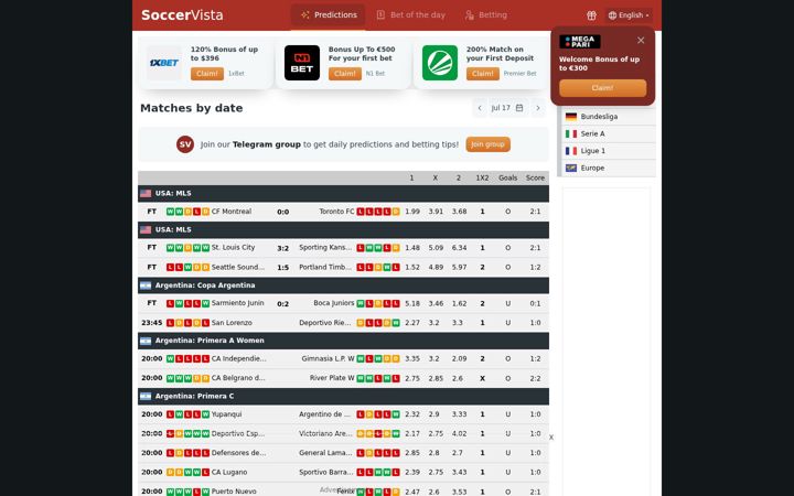 Ekrānuzņēmums no soccervista.com