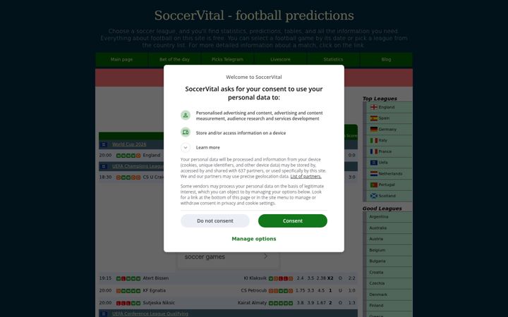 Kuvakaappaus sivustosta soccervital.com