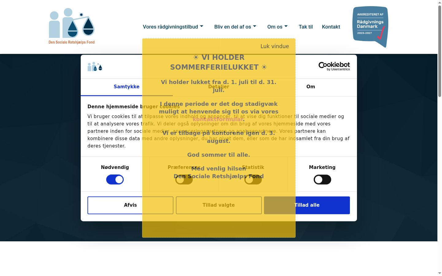 Screenshot of the consent banner shown before any interaction