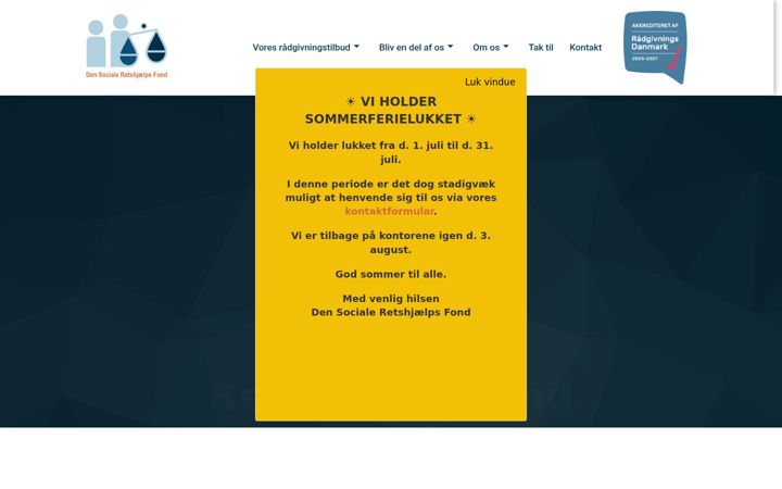 Screenshot of socialeretshjaelp.dk