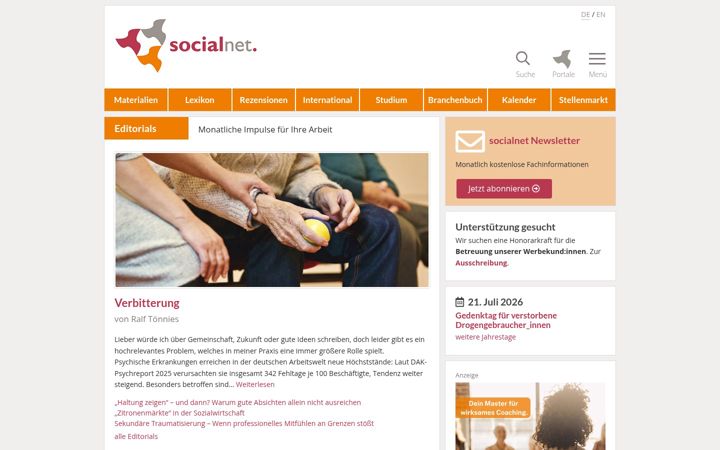 Screenshot of socialnet.de