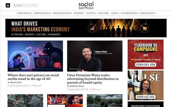 Screenshot of socialsamosa.com