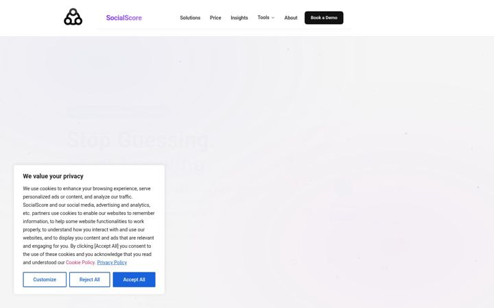 Posnetek zaslona socialscore.io