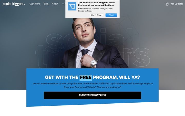 Screenshot of socialtriggers.com
