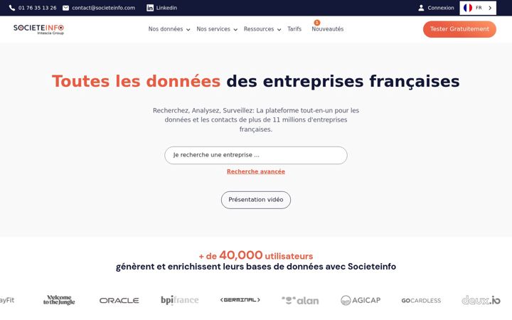 Screenshot of societeinfo.com
