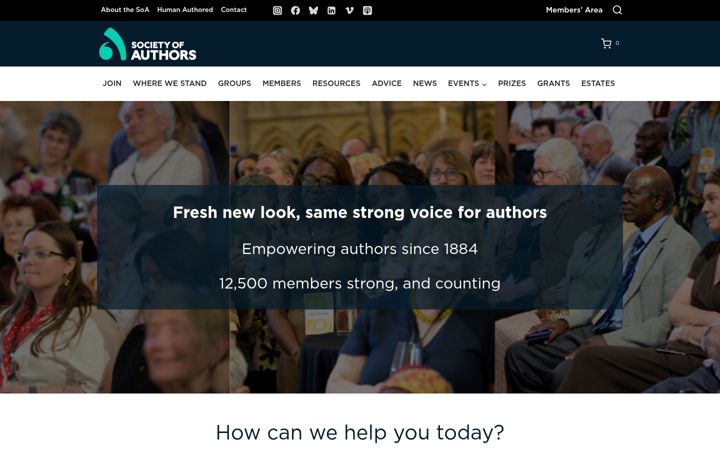 Screenshot of societyofauthors.org