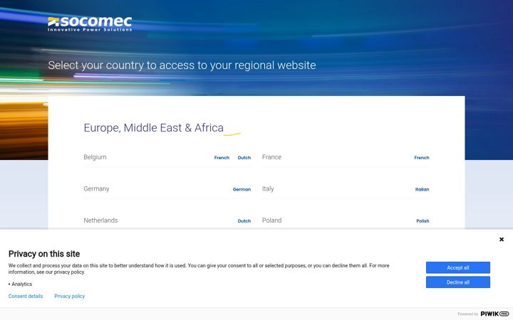 Screenshot of socomec.com