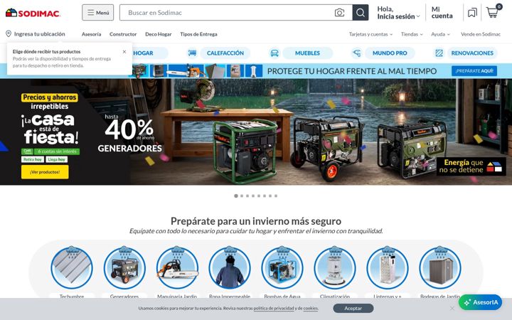 Screenshot di sodimac.cl