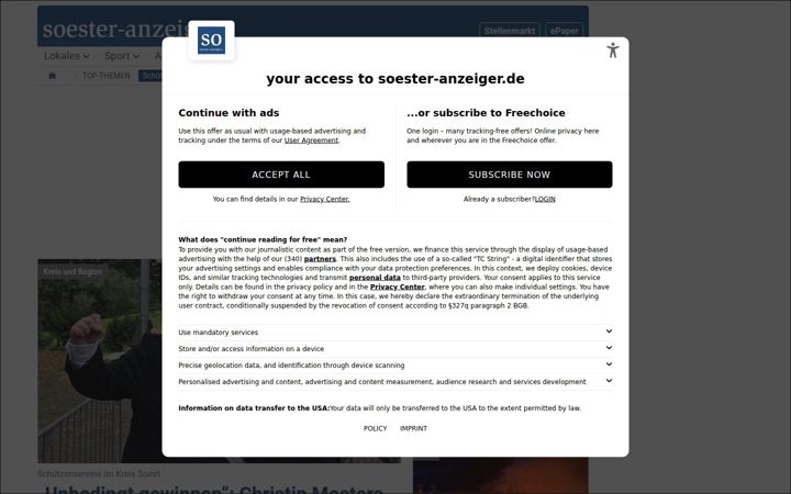 Screenshot of soester-anzeiger.de