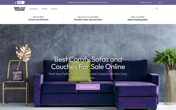 Екранна снимка на sofasandcouches.com