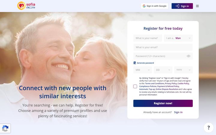 Screenshot of sofiadate.com