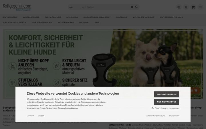 Screenshot of softgeschirr.com