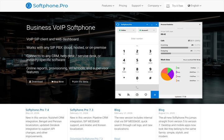 Screenshot of softphone.pro