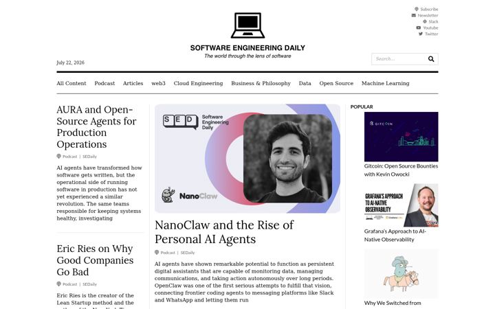 Screenshot of softwareengineeringdaily.com