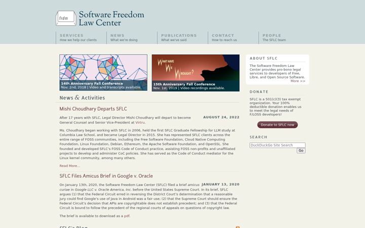 Screenshot of softwarefreedom.org
