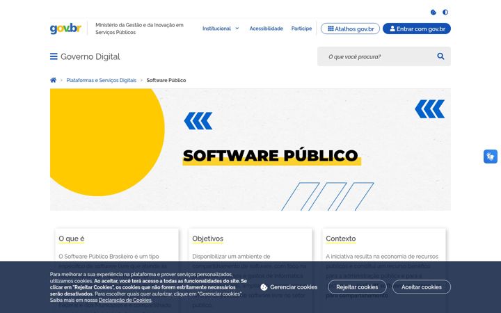Captură de ecran a softwarepublico.gov.br