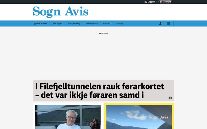 Screenshot of sognavis.no