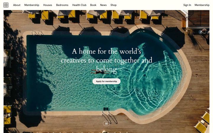 Snímek obrazovky sohohouse.com