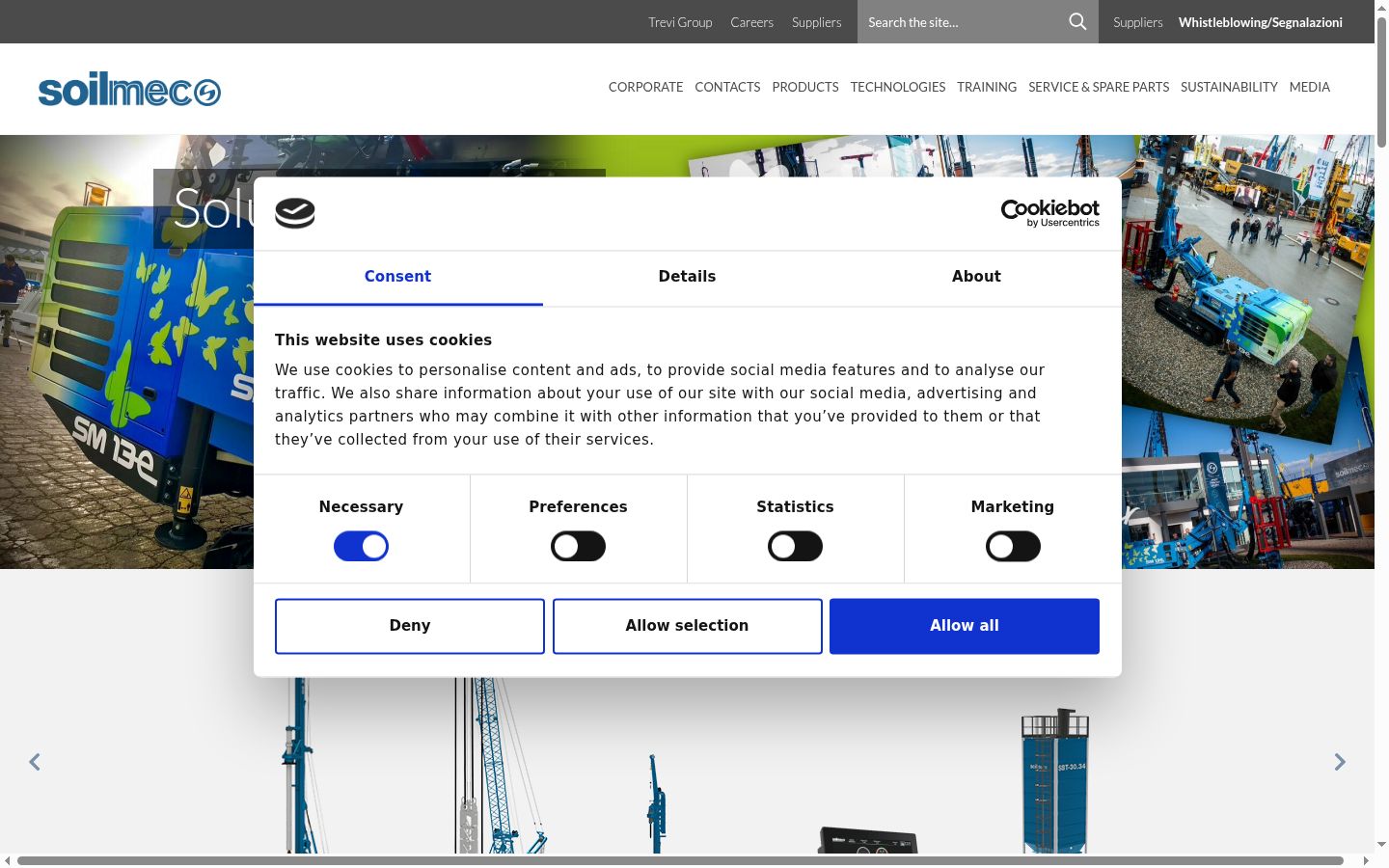 Screenshot del banner di consenso mostrato prima di qualsiasi interazione