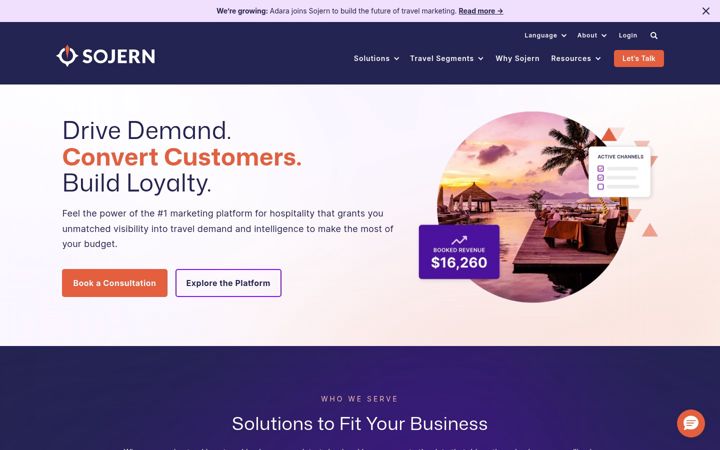 Screenshot von sojern.com