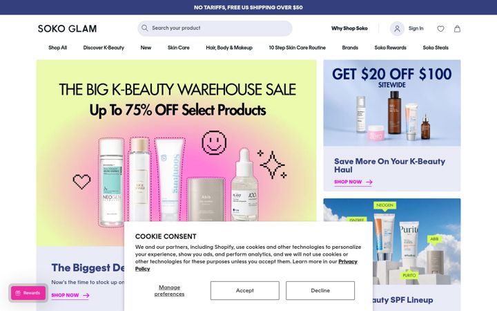 Screenshot of sokoglam.com