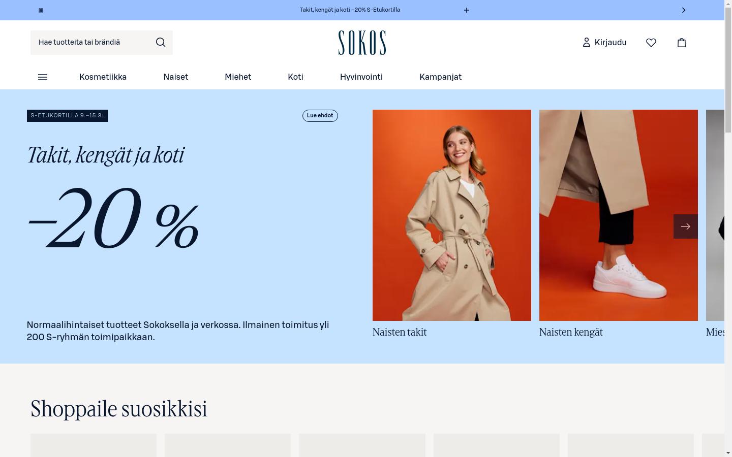Screenshot of sokos.fi