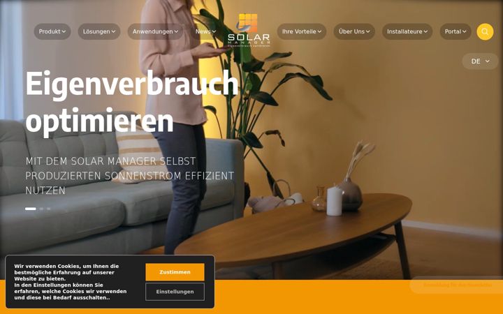 Screenshot of solar-manager.ch