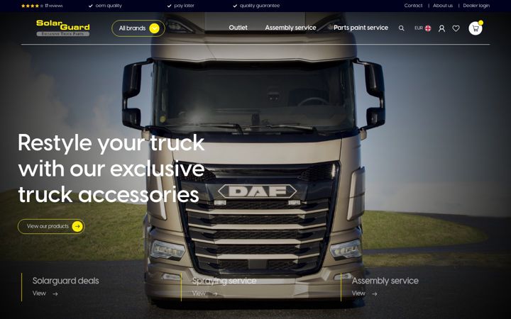 Screenshot of solarguardexclusivetruckparts.com