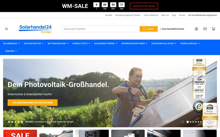 Captură de ecran a solarhandel24.at