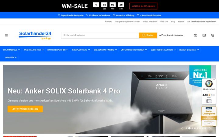Screenshot of solarhandel24.de