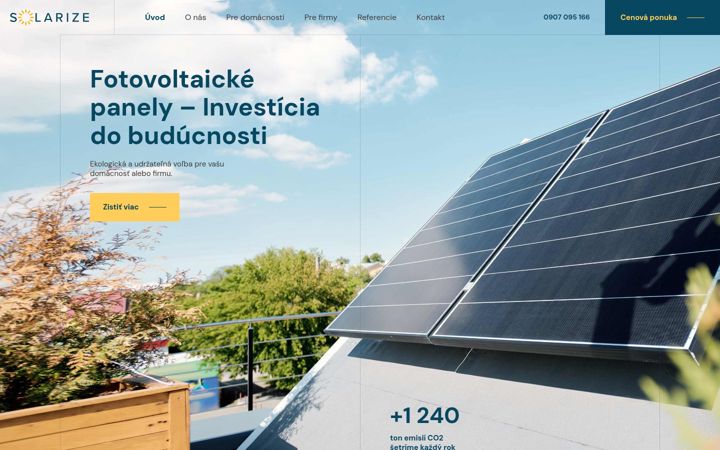 Екранна снимка на solarize.sk