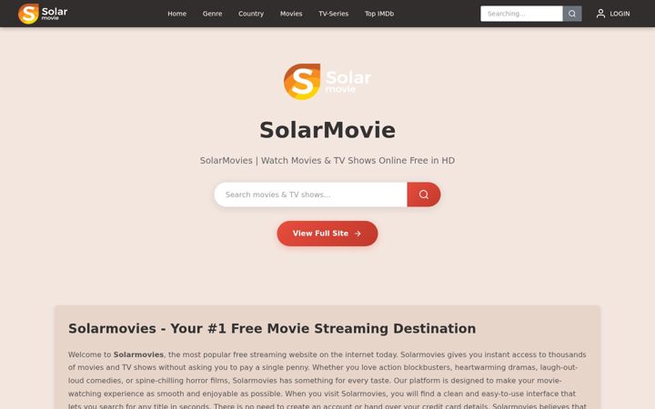 Screenshot of solarmovie.co.uk
