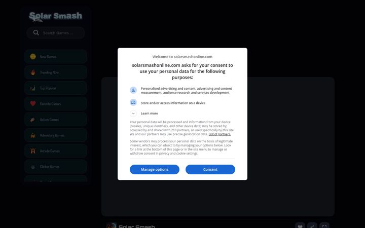 Screenshot of solarsmashonline.com