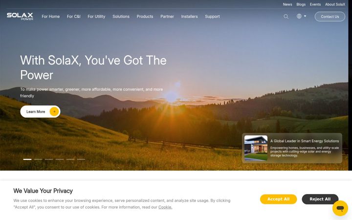 Екранна снимка на solaxpower.com