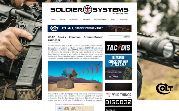 Screenshot of soldiersystems.net