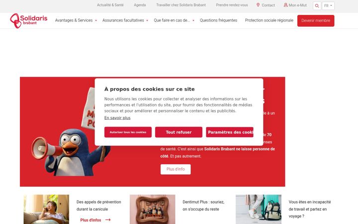 Screenshot of solidaris-brabant.be