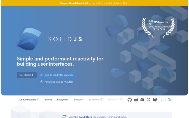 Screenshot of solidjs.com