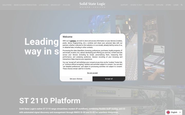 Screenshot of solidstatelogic.com