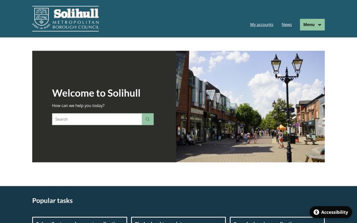Snímek obrazovky solihull.gov.uk
