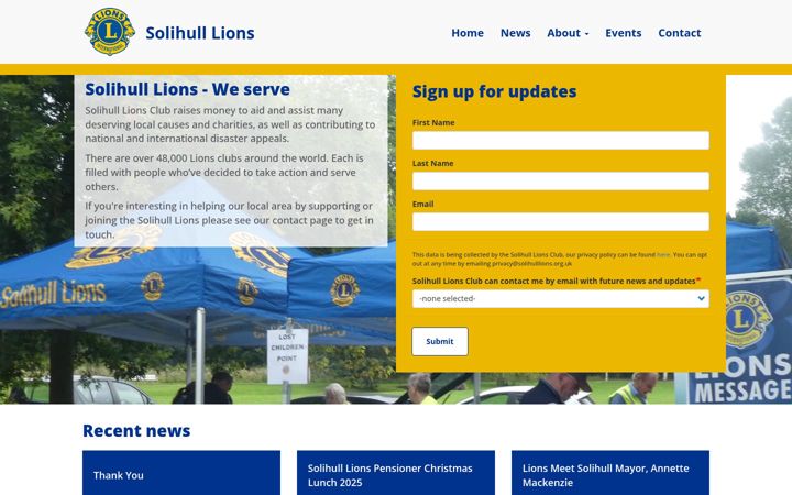 Screenshot stránky solihulllions.org.uk