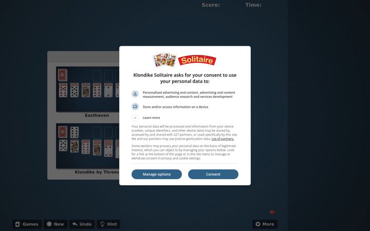 Capture d'écran de solitaire-klondike.com