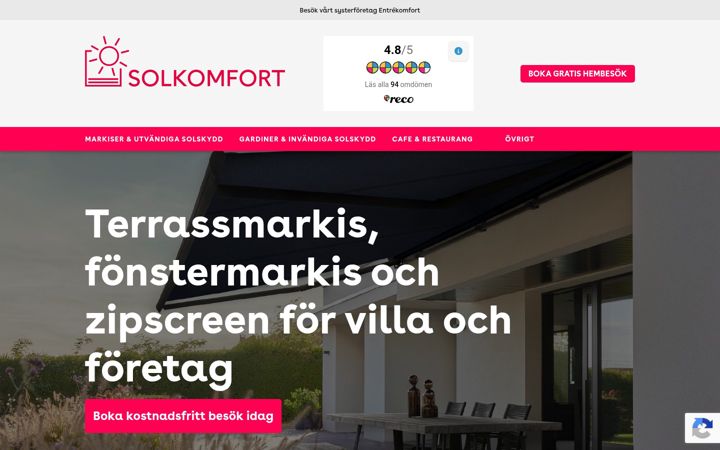 Screenshot of solkomfort.se