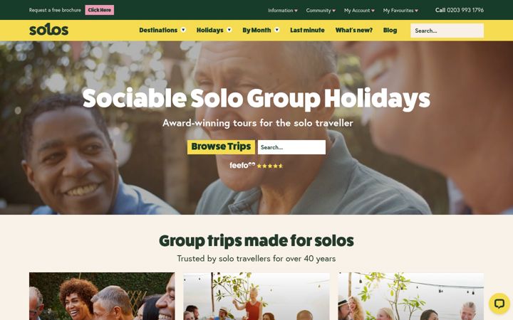 Screenshot of solosholidays.com