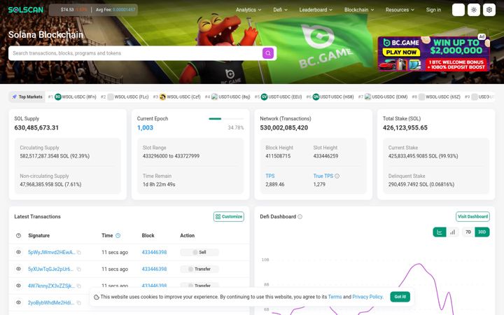 Screenshot di solscan.io