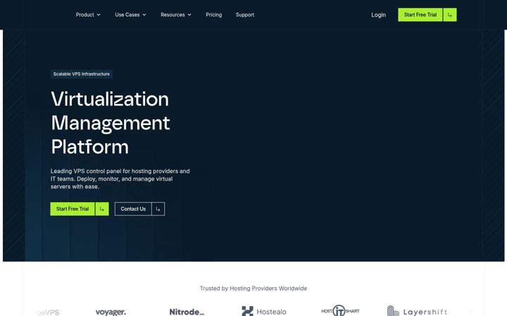 Captura de ecrã de solusvm.com