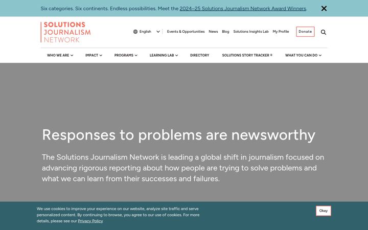 Skjermbilde av solutionsjournalism.org