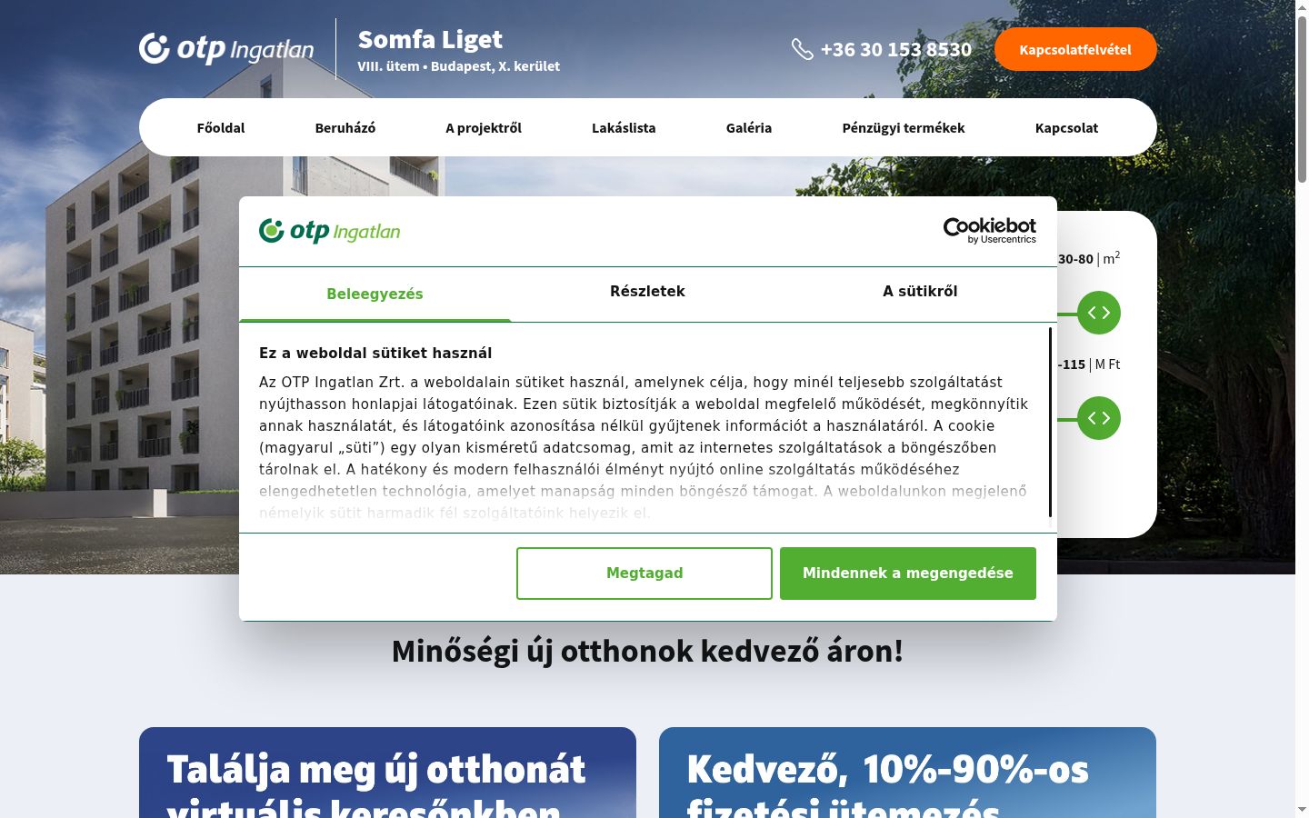 Skärmbild av samtyckesbannern som visades före någon interaktion