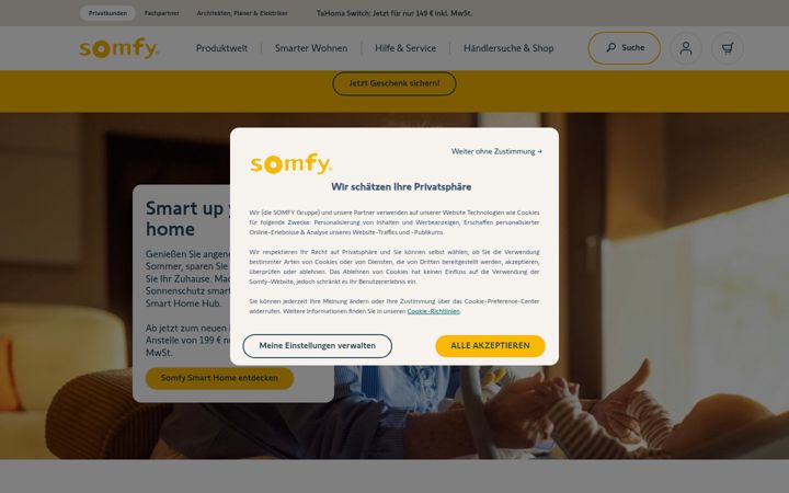 Screenshot of somfy.de