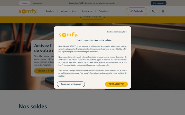 Screenshot of somfy.fr